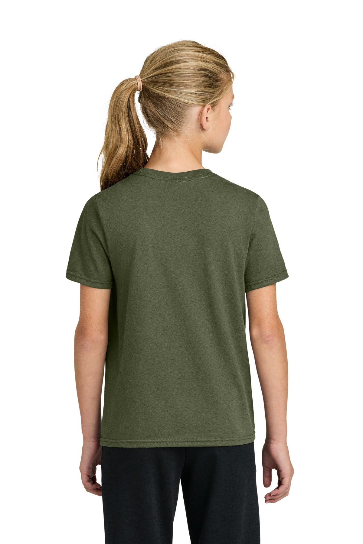 Custom Embroidered Port & Co T-Shirts  in Olive Drab Green
