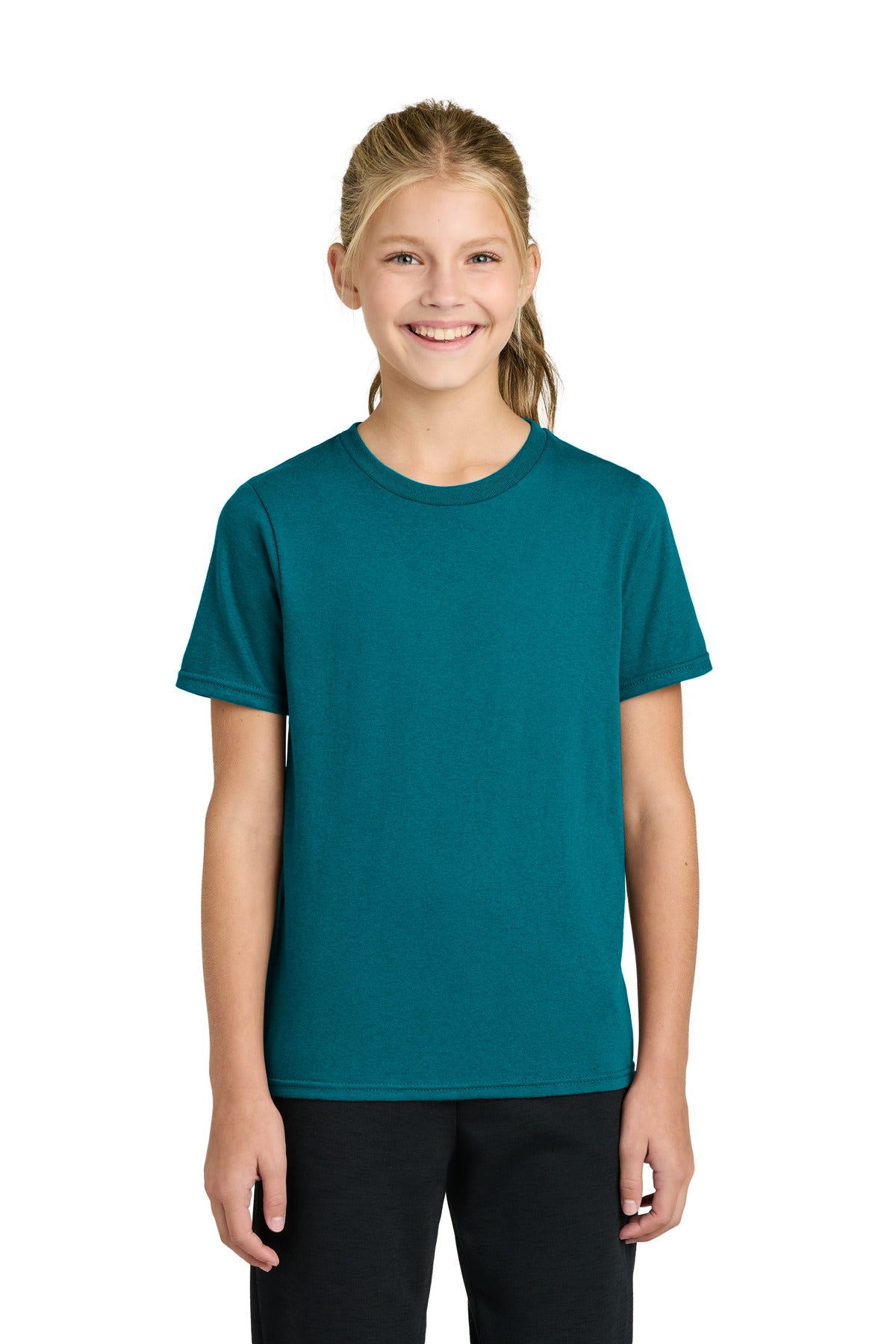Custom Embroidered Port & Co T-Shirts  in Teal