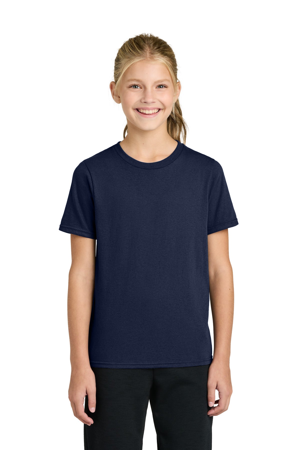 Custom Embroidered Port & Co T-Shirts  in True Navy