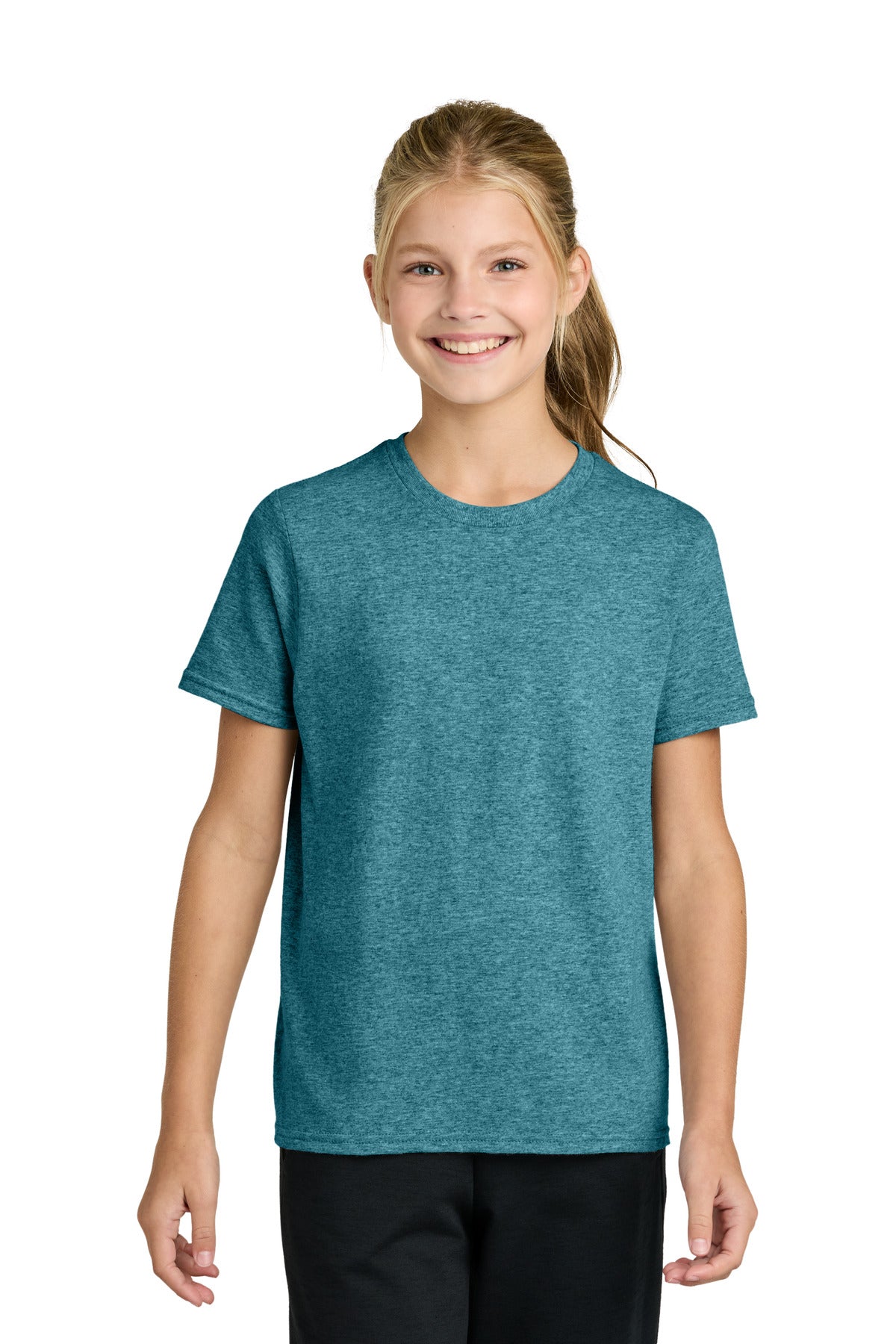 Custom Embroidered Port & Co T-Shirts  in Vivid Teal Heather