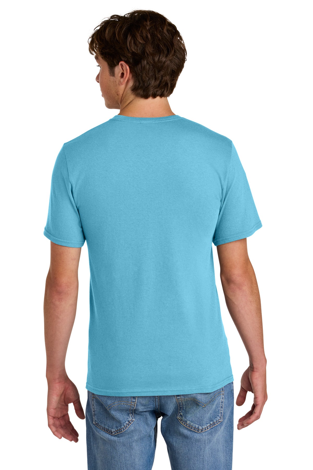 Custom Embroidered Port & Co T-Shirts  in Aquatic Blue