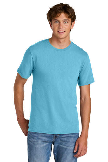 Custom Embroidered Port & Co T-Shirts  in Aquatic Blue