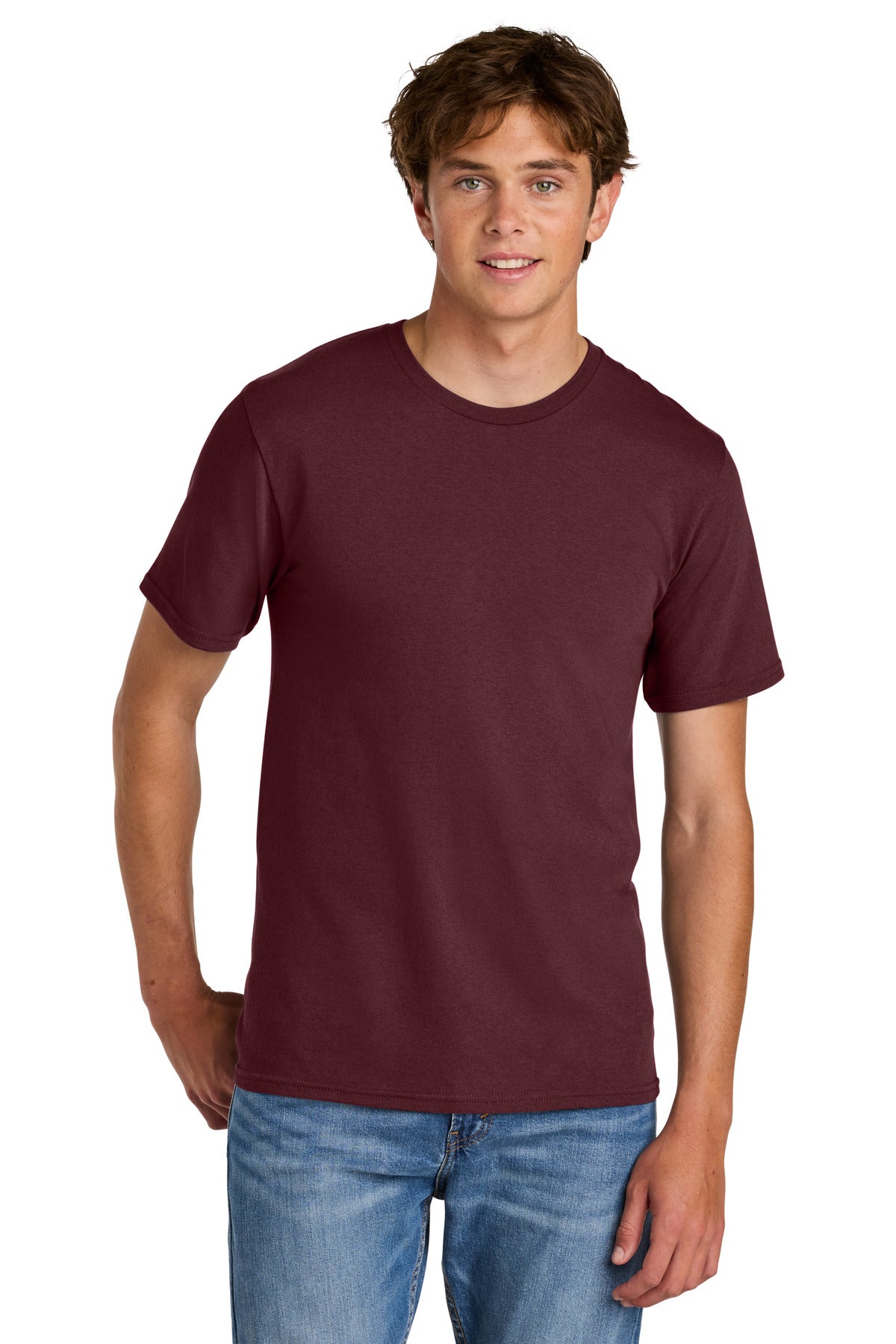 Custom Embroidered Port & Co T-Shirts  in Athletic Maroon