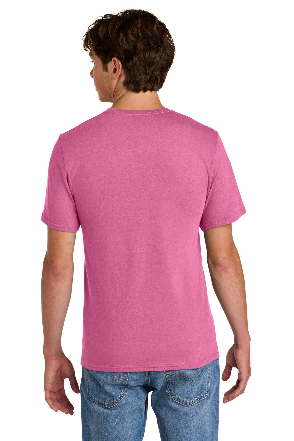 Custom Embroidered Port & Co T-Shirts  in Awareness Pink