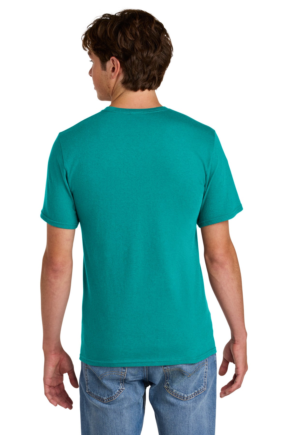 Custom Embroidered Port & Co T-Shirts  in Bright Aqua