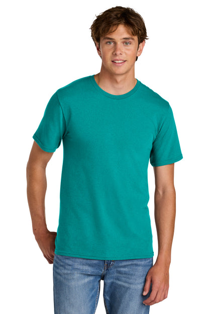 Custom Embroidered Port & Co T-Shirts  in Bright Aqua