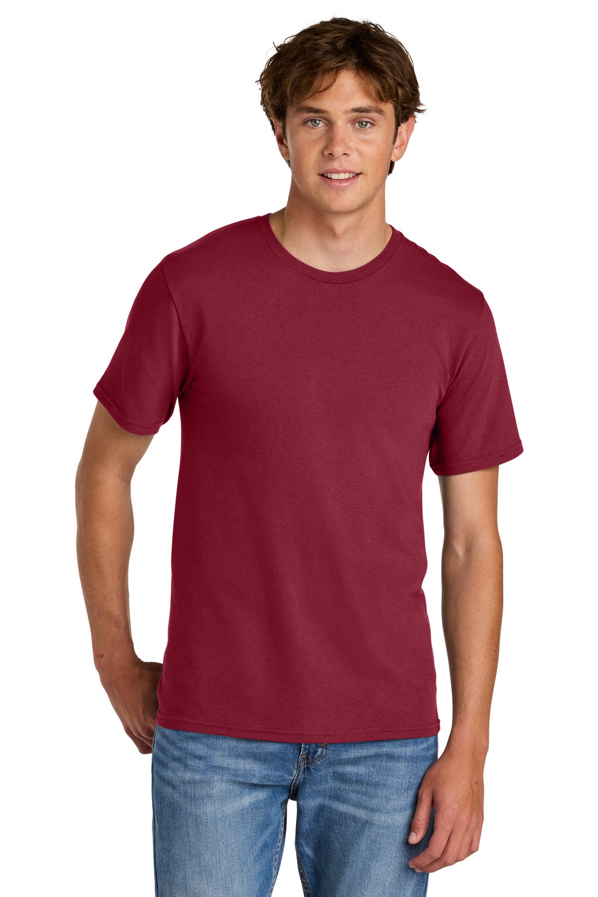 Custom Embroidered Port & Co T-Shirts  in Cardinal