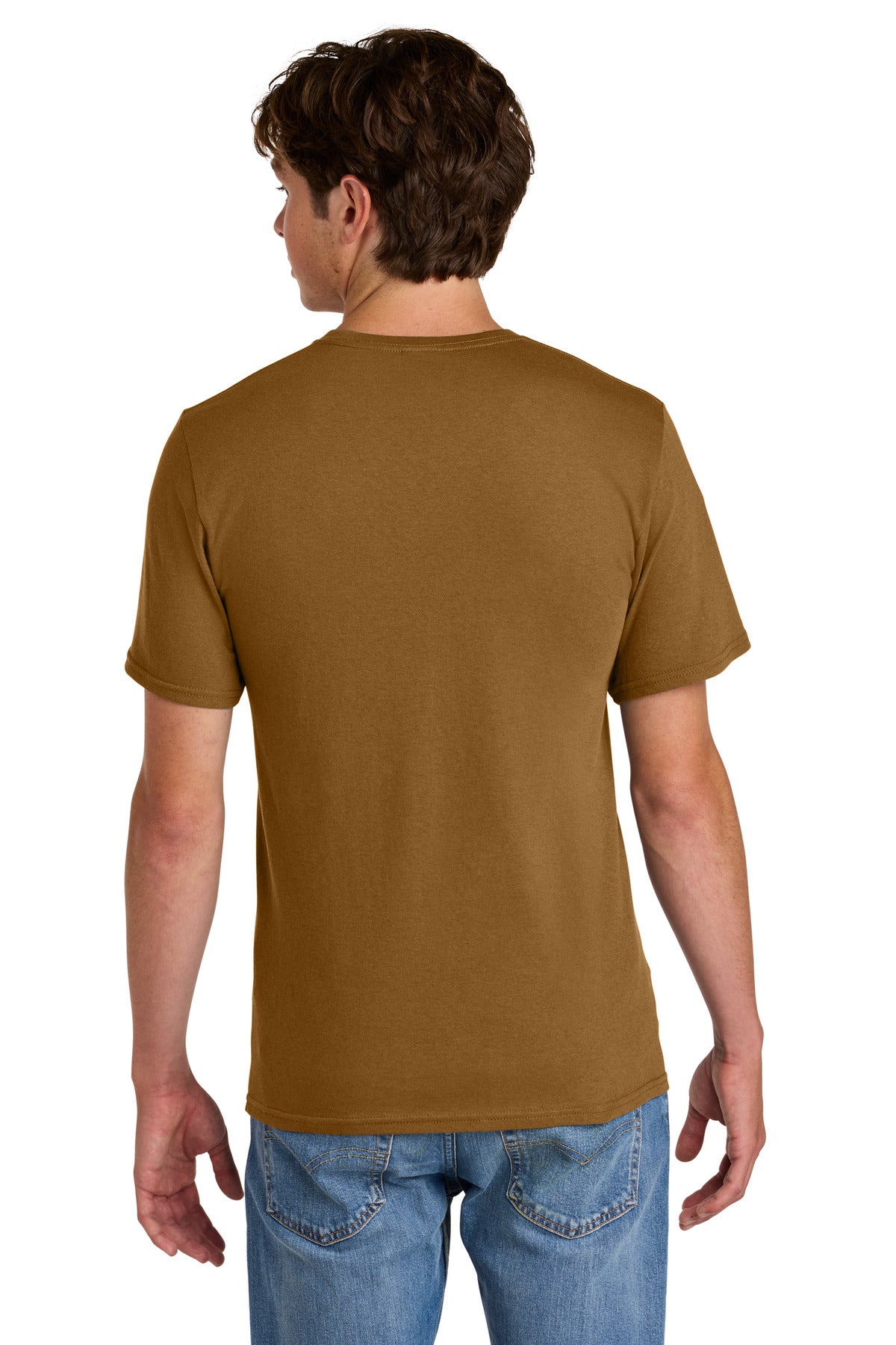 Custom Embroidered Port & Co T-Shirts  in Duck Brown