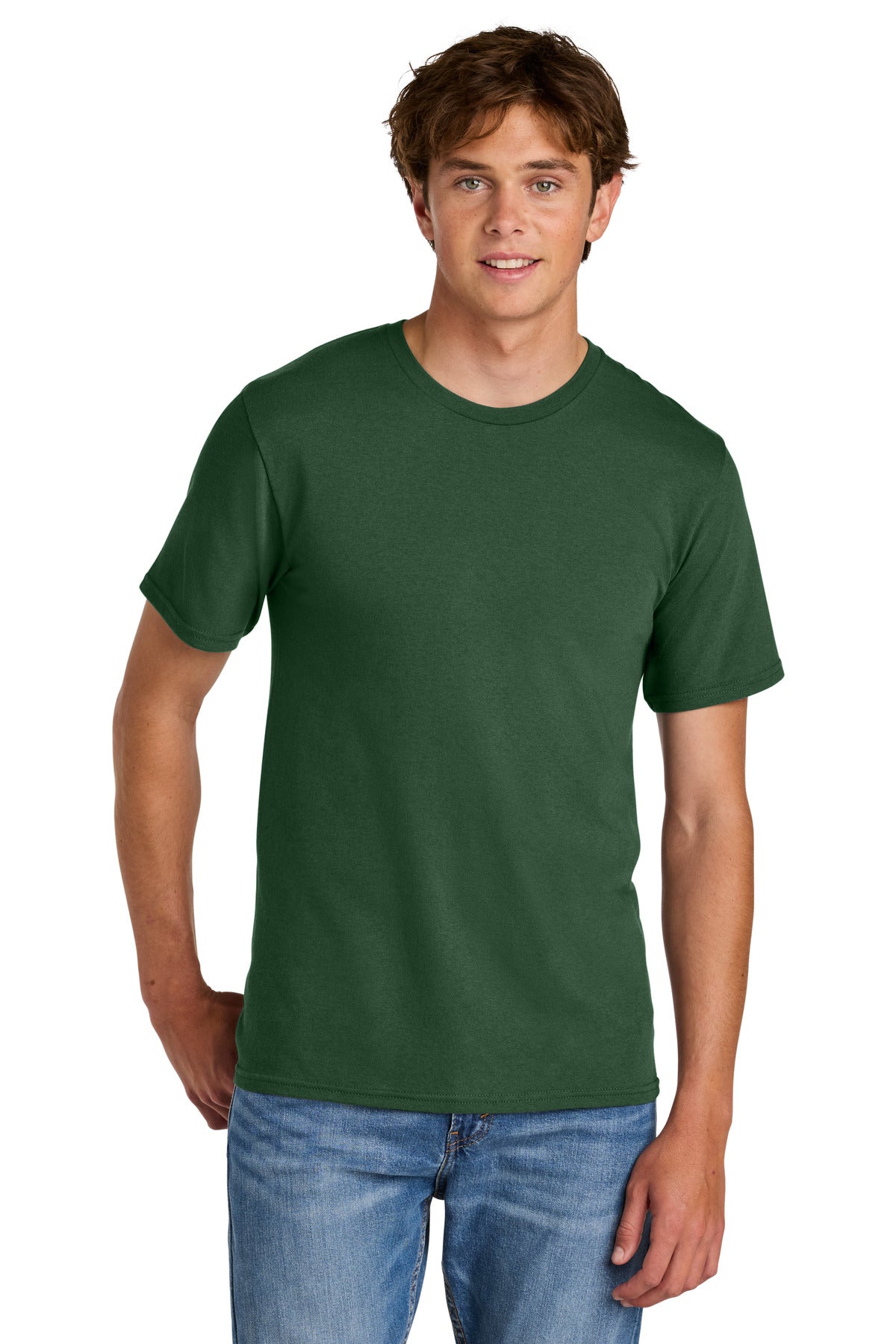 Custom Embroidered Port & Co T-Shirts  in Forest Green