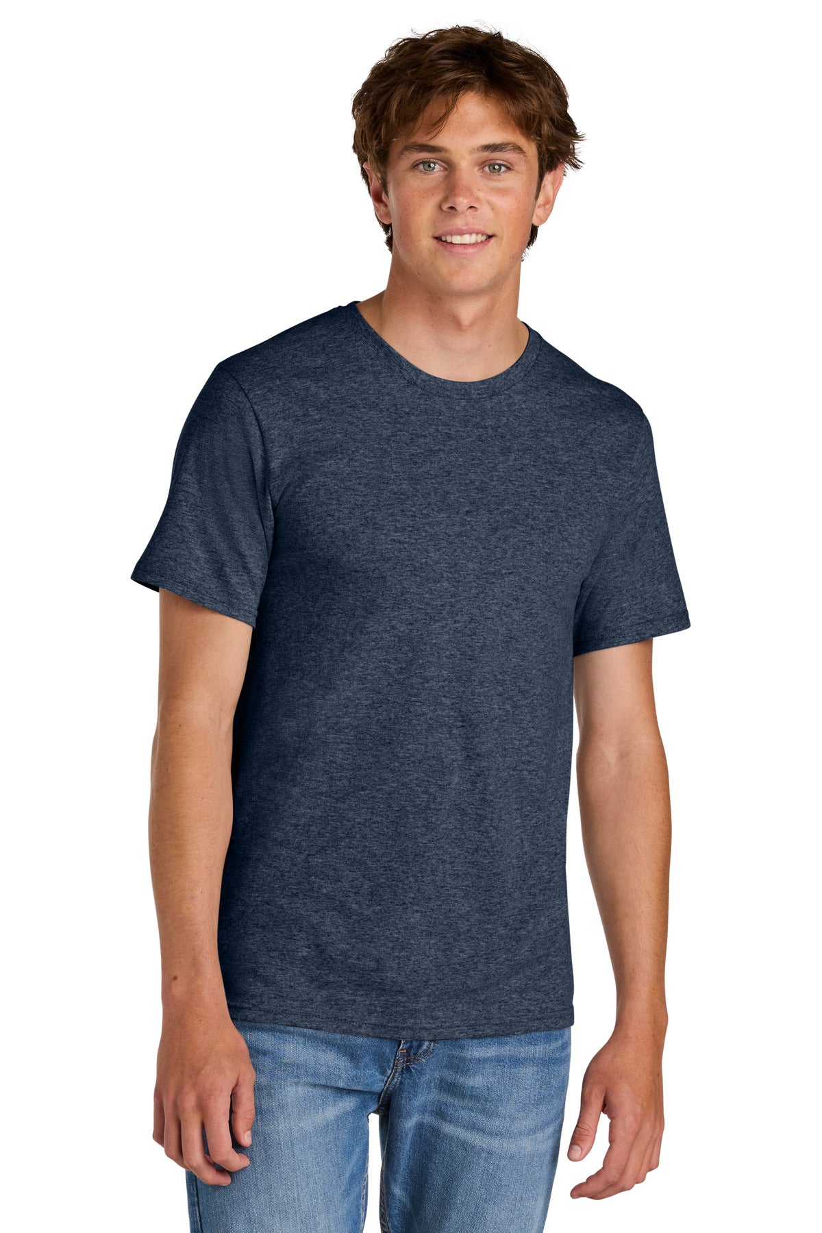 Custom Embroidered Port & Co T-Shirts  in Heather Navy