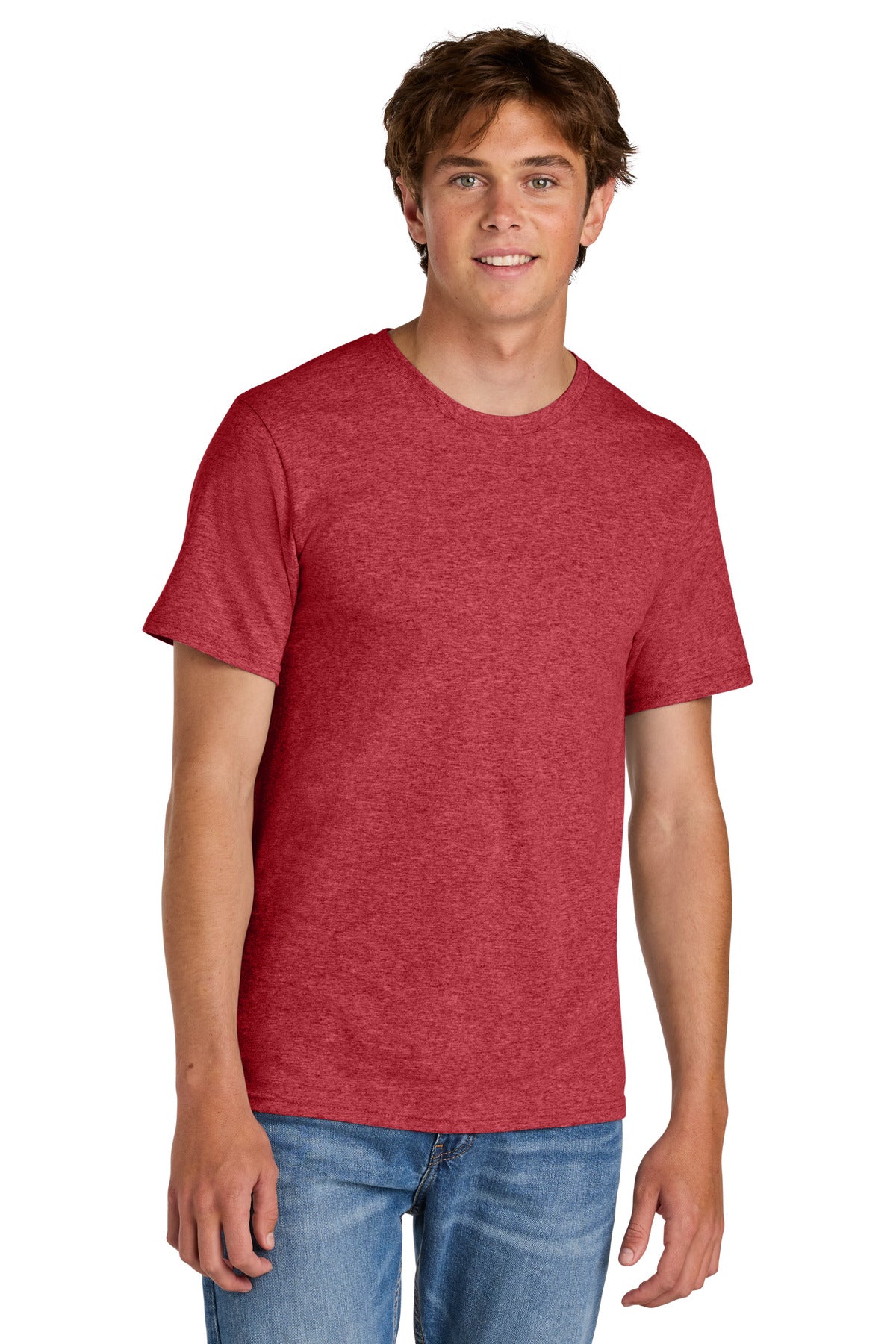 Custom Embroidered Port & Co T-Shirts  in Heather Red