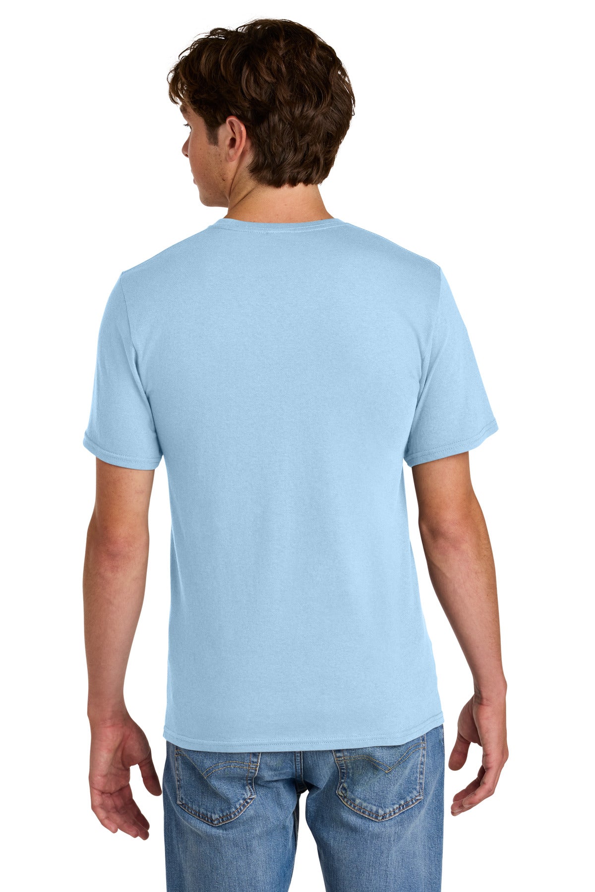 Custom Embroidered Port & Co T-Shirts  in Ice Blue