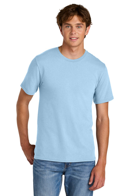 Custom Embroidered Port & Co T-Shirts  in Ice Blue