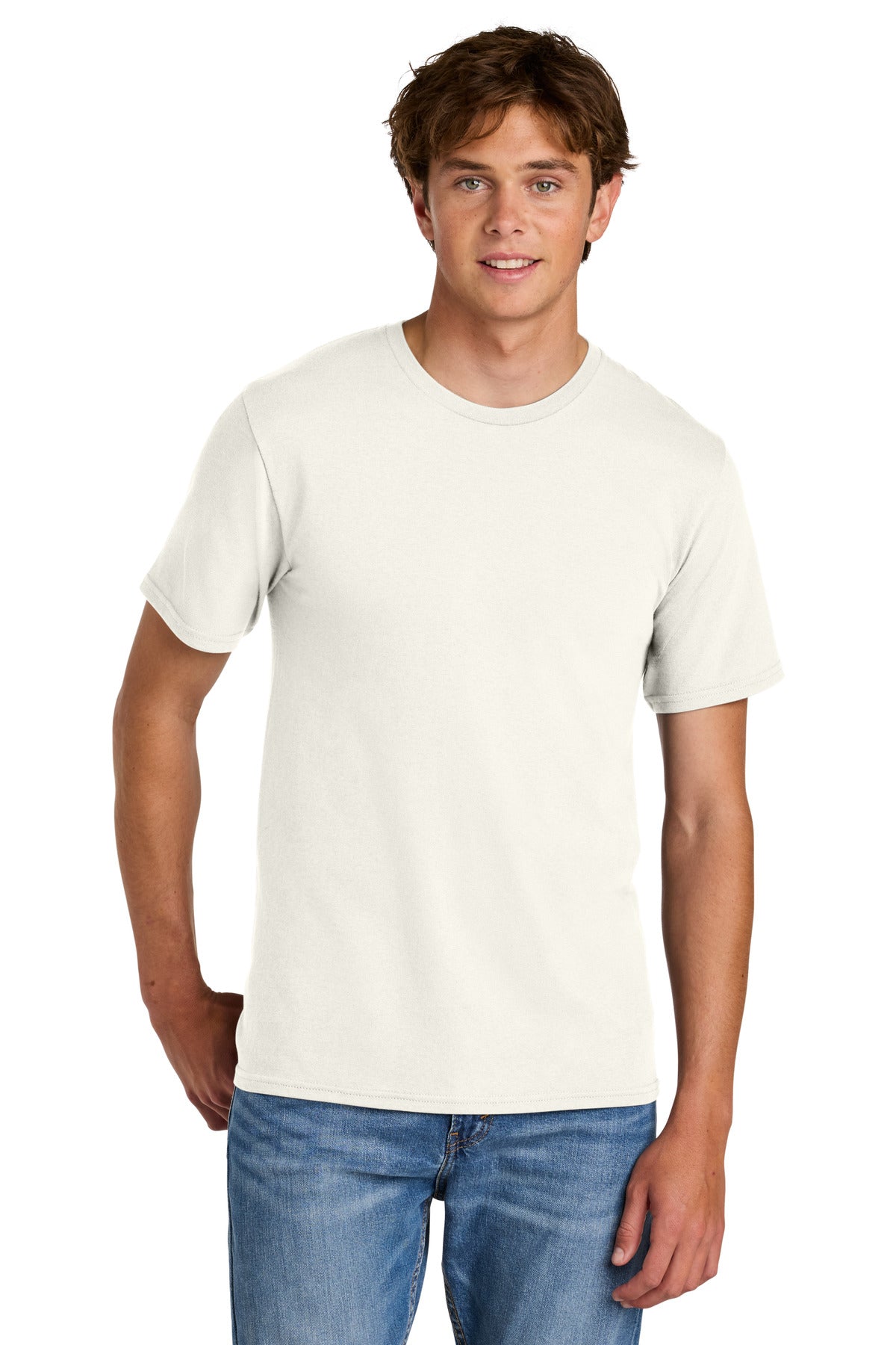 Custom Embroidered Port & Co T-Shirts  in Ivory