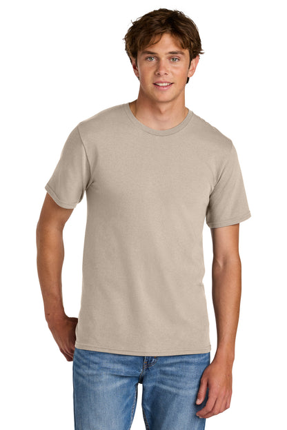 Custom Embroidered Port & Co T-Shirts  in Light Sand