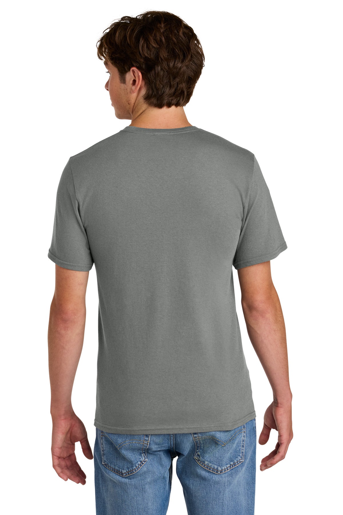 Custom Embroidered Port & Co T-Shirts  in Medium Grey