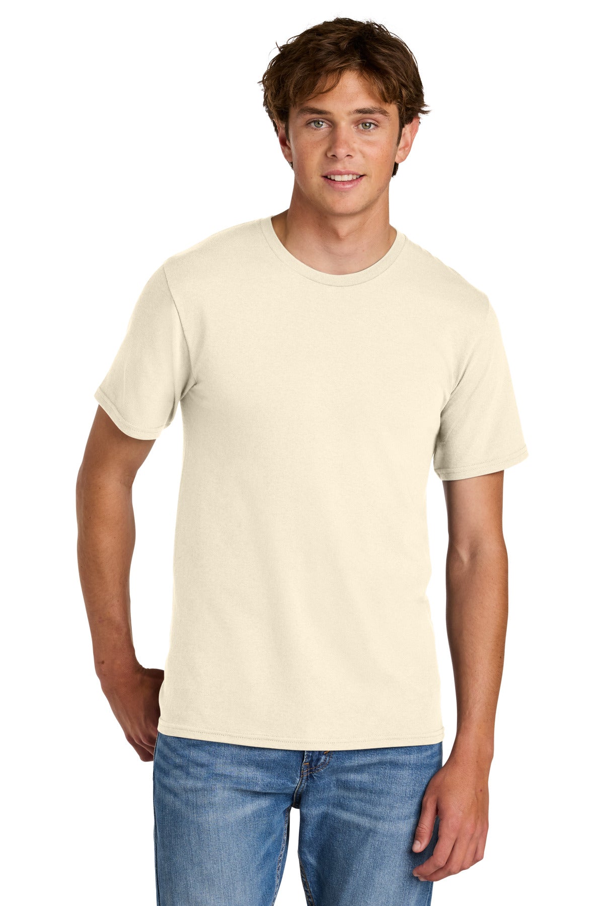 Custom Embroidered Port & Co T-Shirts  in Natural