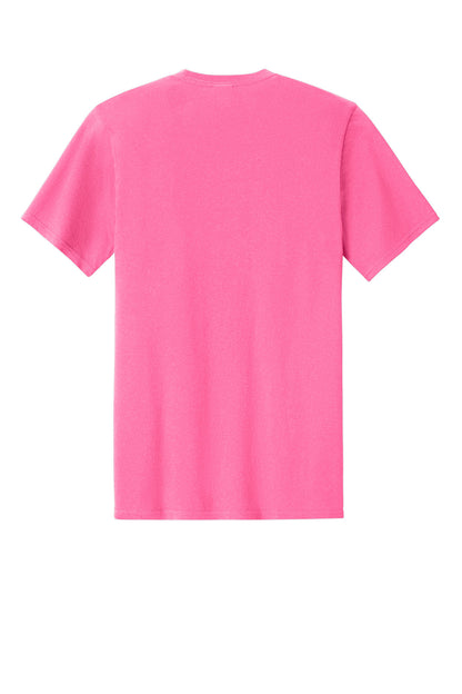 Custom Embroidered Port & Co T-Shirts  in Neon Pink