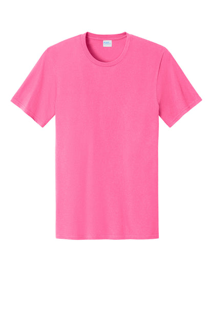 Custom Embroidered Port & Co T-Shirts  in Neon Pink