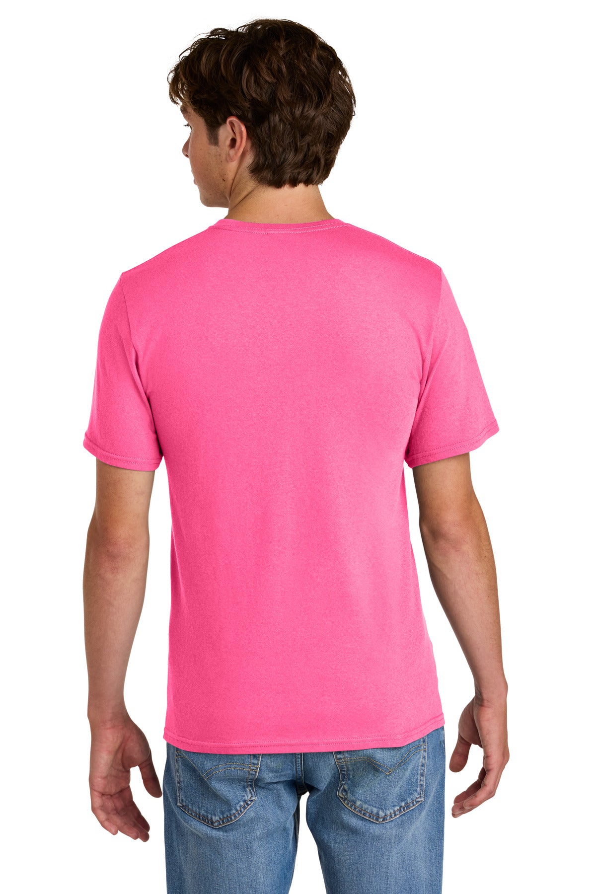 Custom Embroidered Port & Co T-Shirts  in Neon Pink
