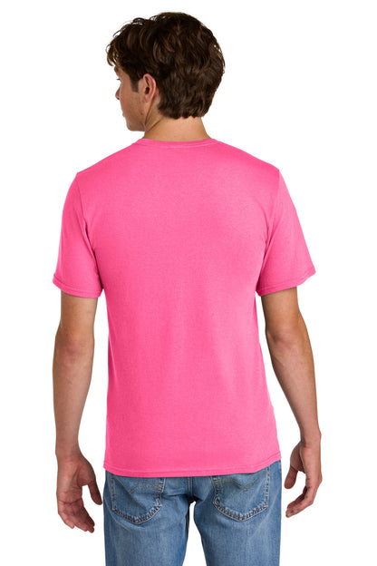 Custom Embroidered Port & Co T-Shirts  in Neon Pink