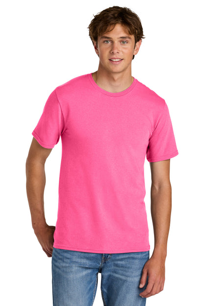 Custom Embroidered Port & Co T-Shirts  in Neon Pink