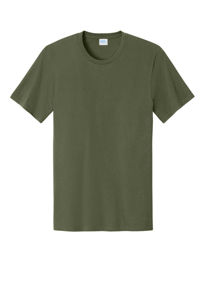Custom Embroidered Port & Co T-Shirts  in Olive Drab Green