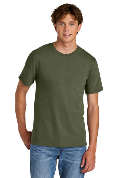 Custom Embroidered Port & Co T-Shirts  in Olive Drab Green