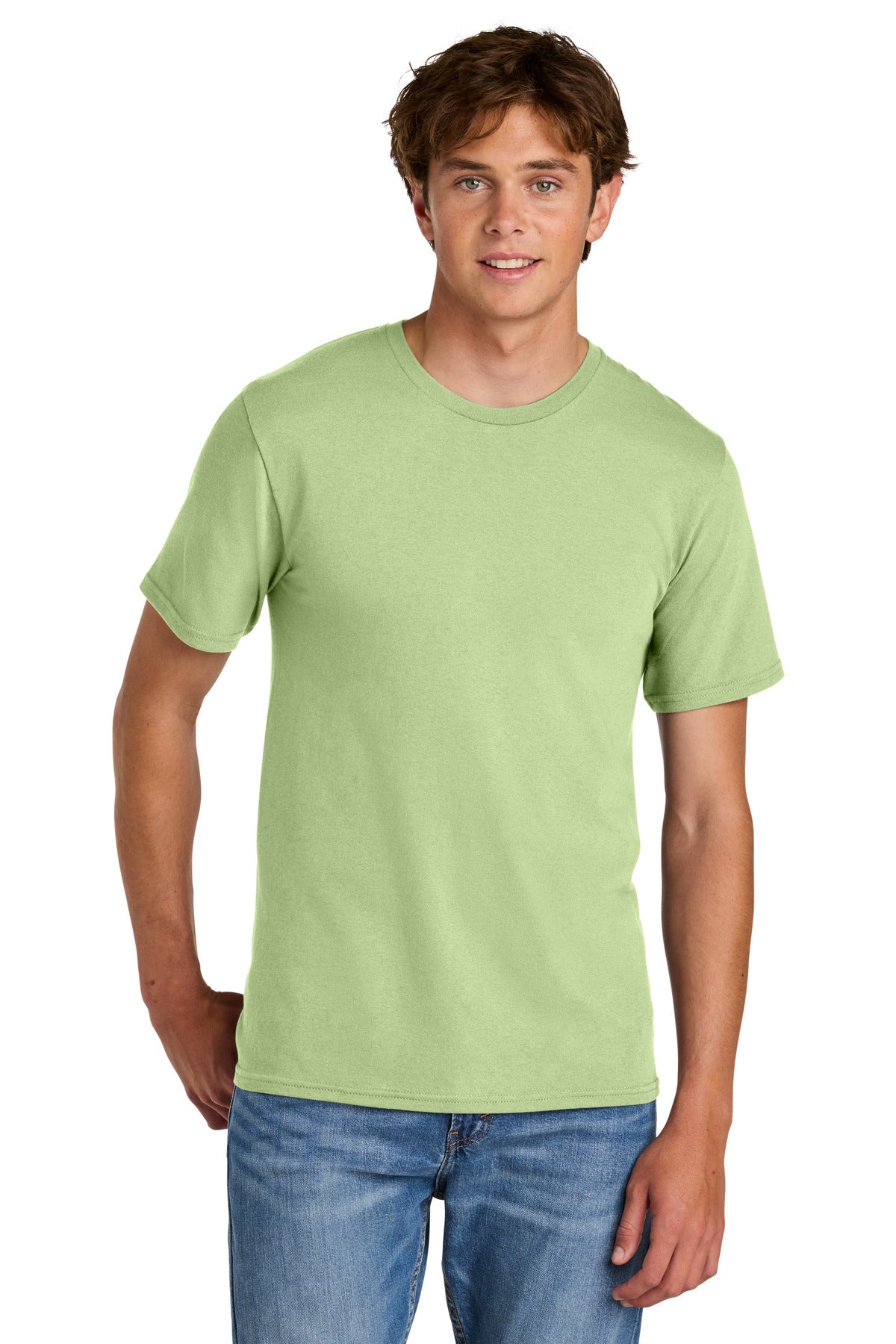 Custom Embroidered Port & Co T-Shirts  in Pistachio