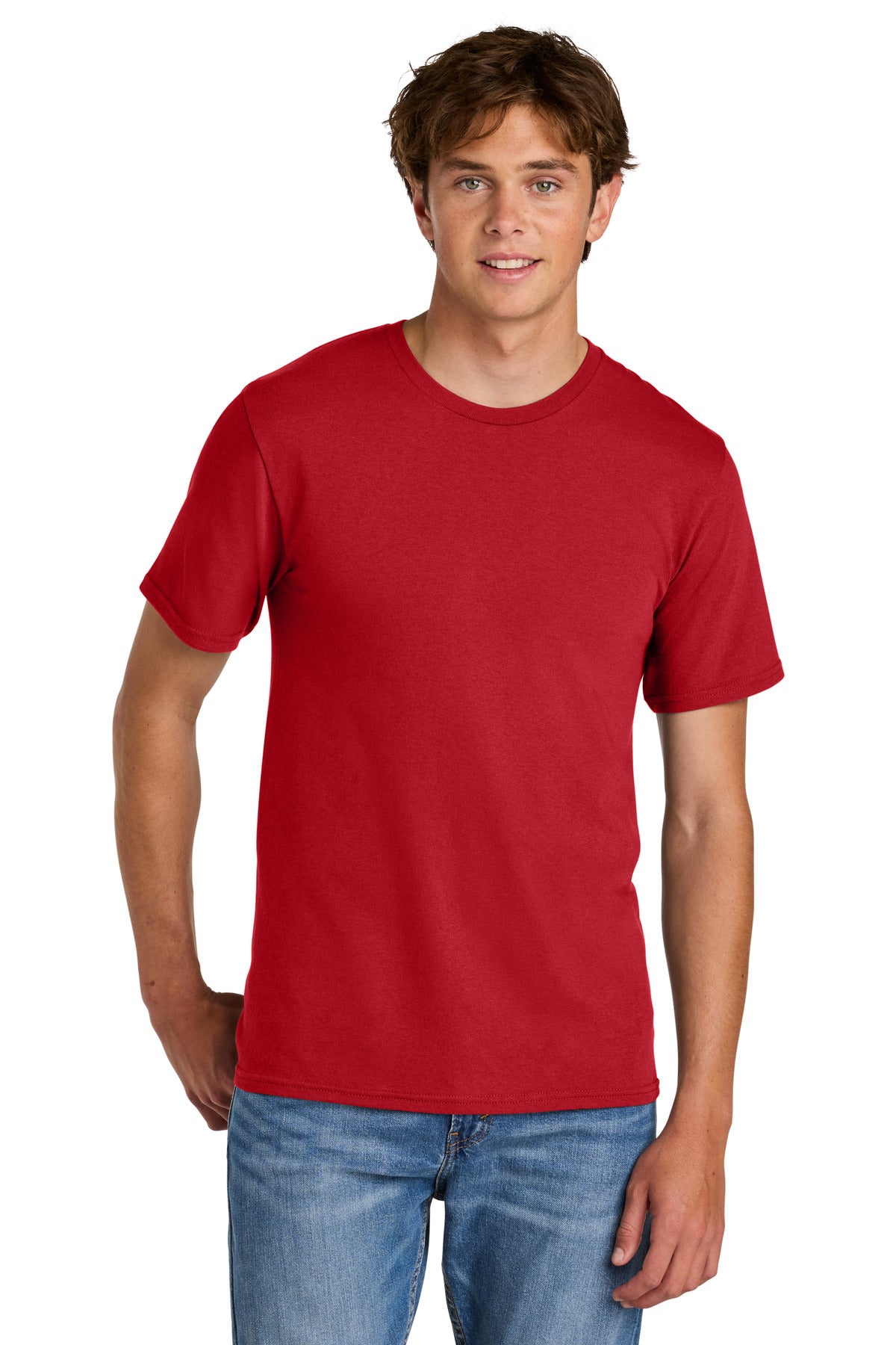 Custom Embroidered Port & Co T-Shirts  in Red
