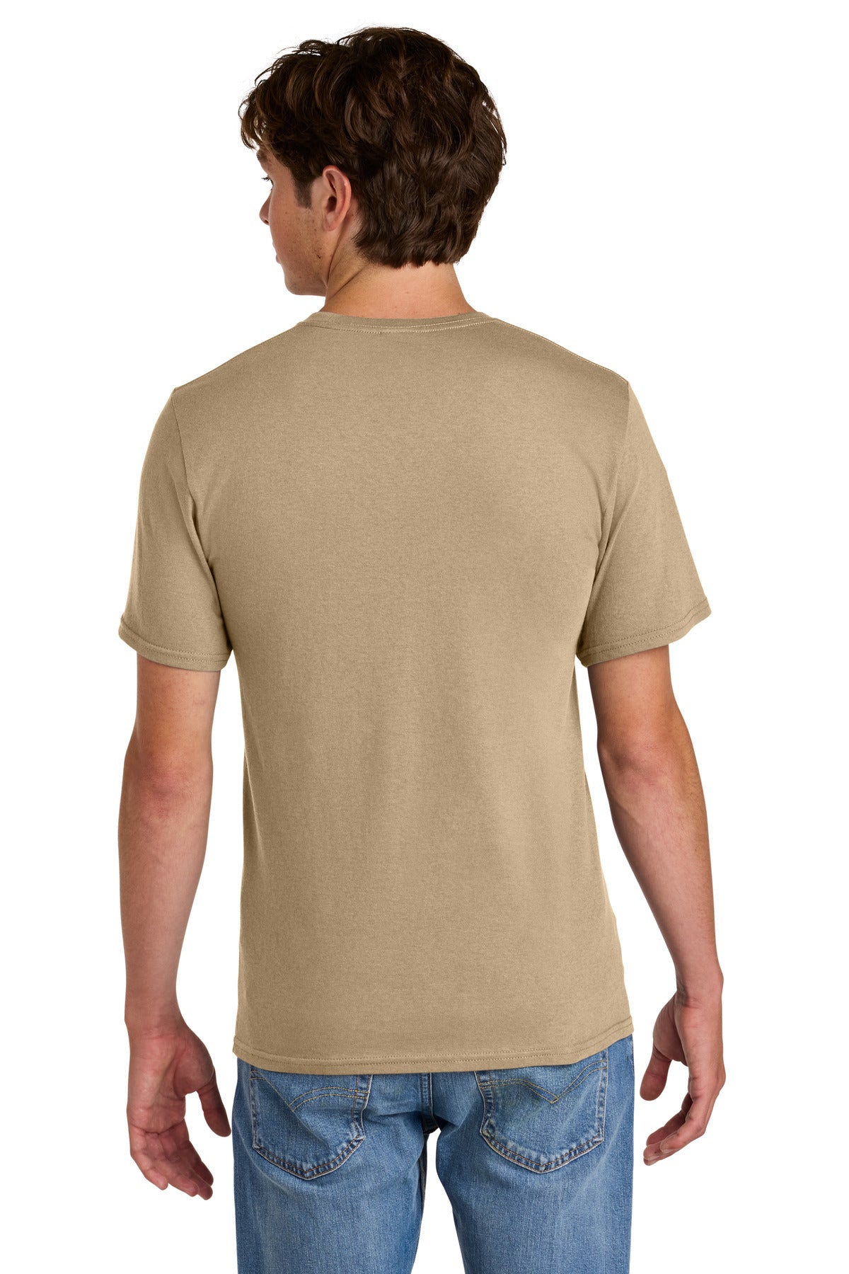 Custom Embroidered Port & Co T-Shirts  in Sand