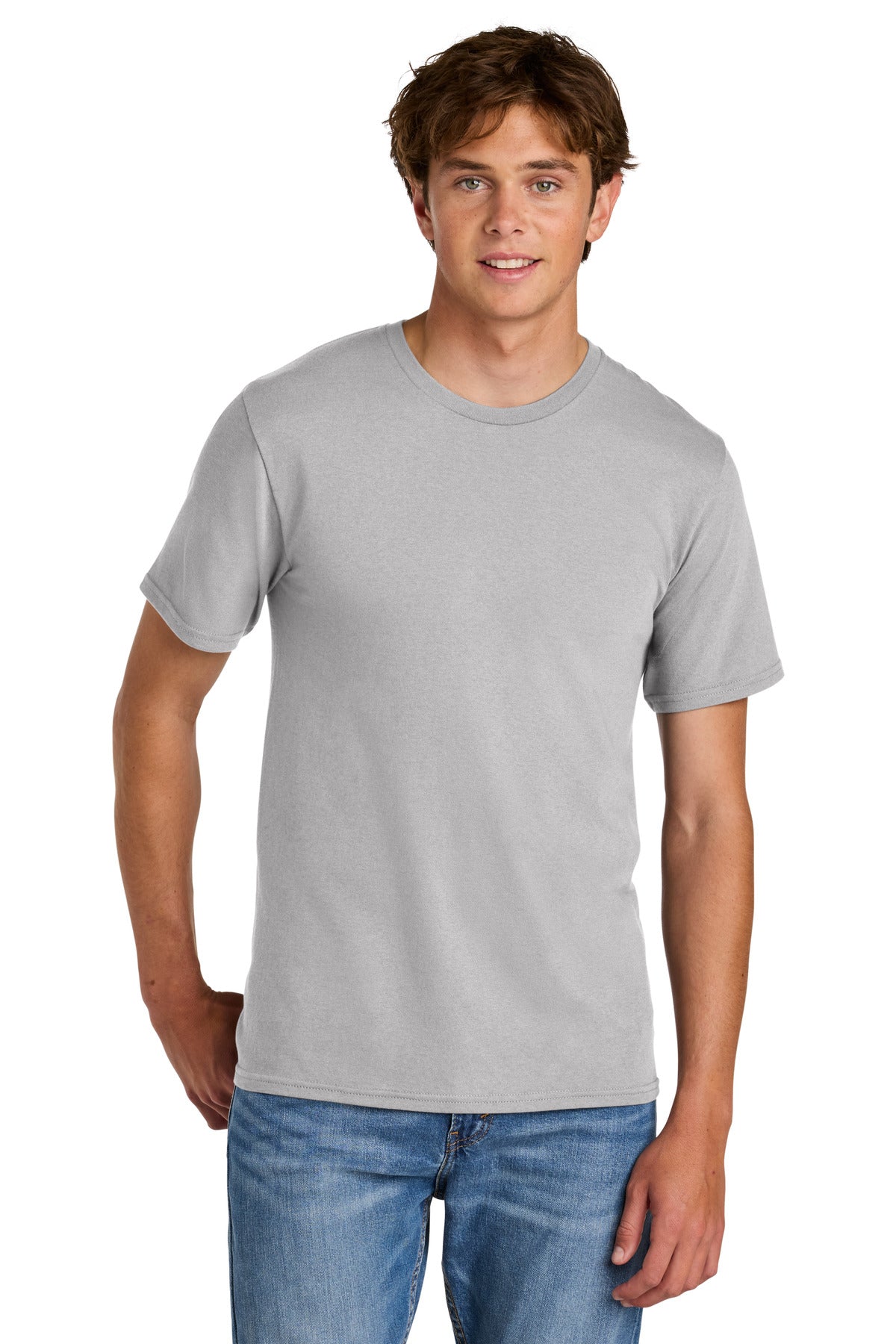 Custom Embroidered Port & Co T-Shirts  in Silver