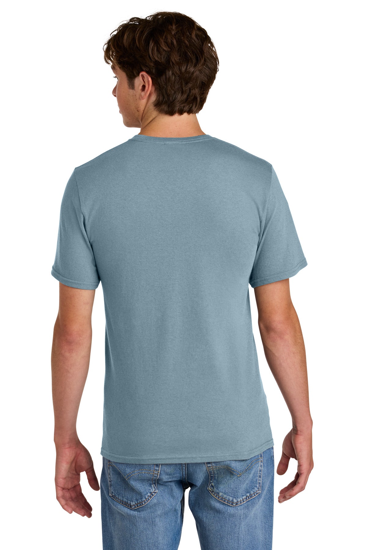 Custom Embroidered Port & Co T-Shirts  in Stonewashed Blue