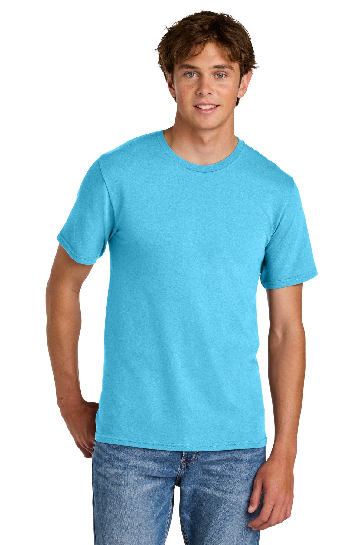 Custom Embroidered Port & Co T-Shirts  in Tidal Wave