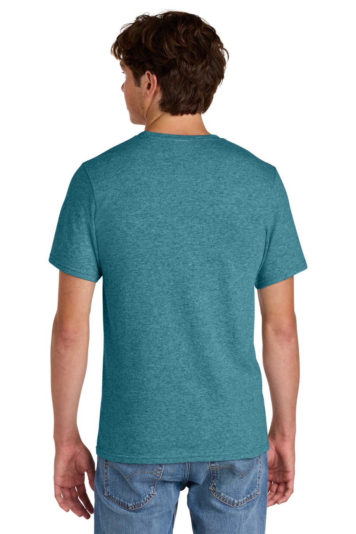 Custom Embroidered Port & Co T-Shirts  in Vivid Teal Heather