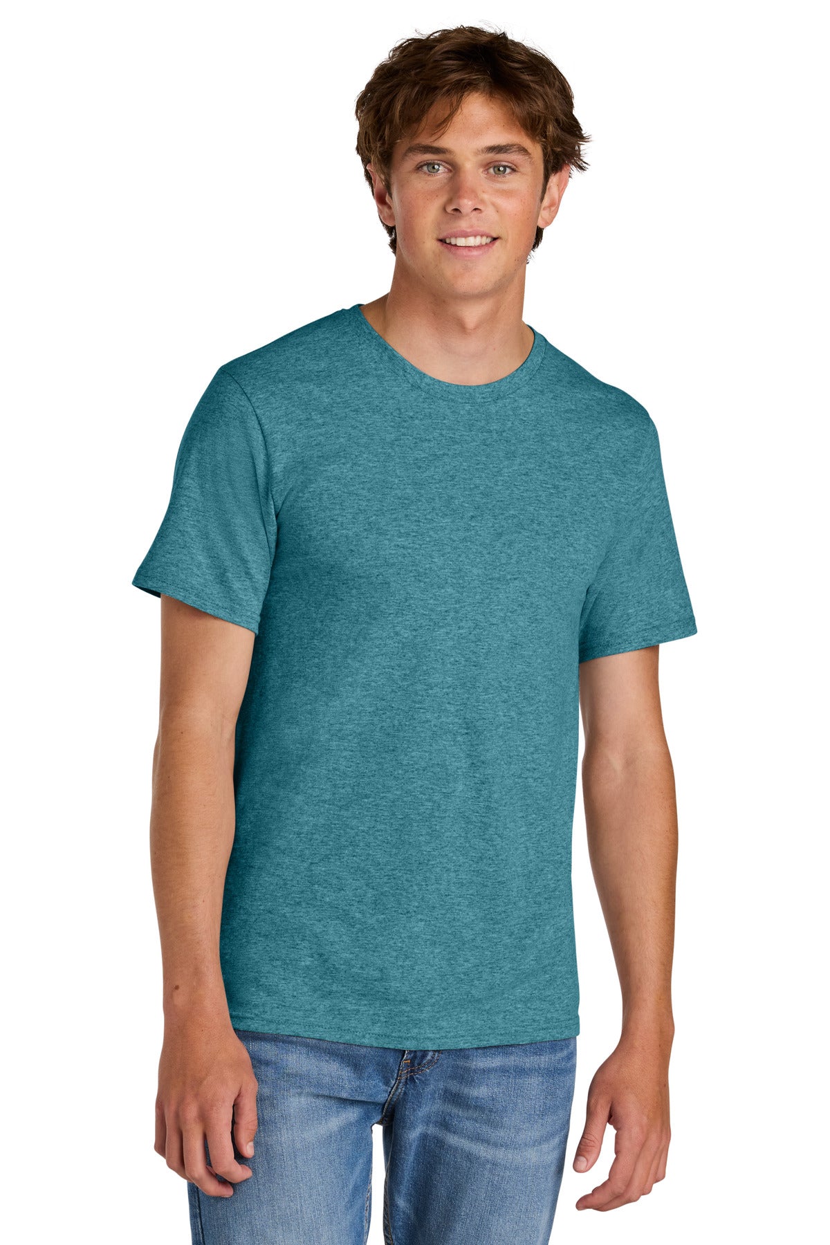 Custom Embroidered Port & Co T-Shirts  in Vivid Teal Heather