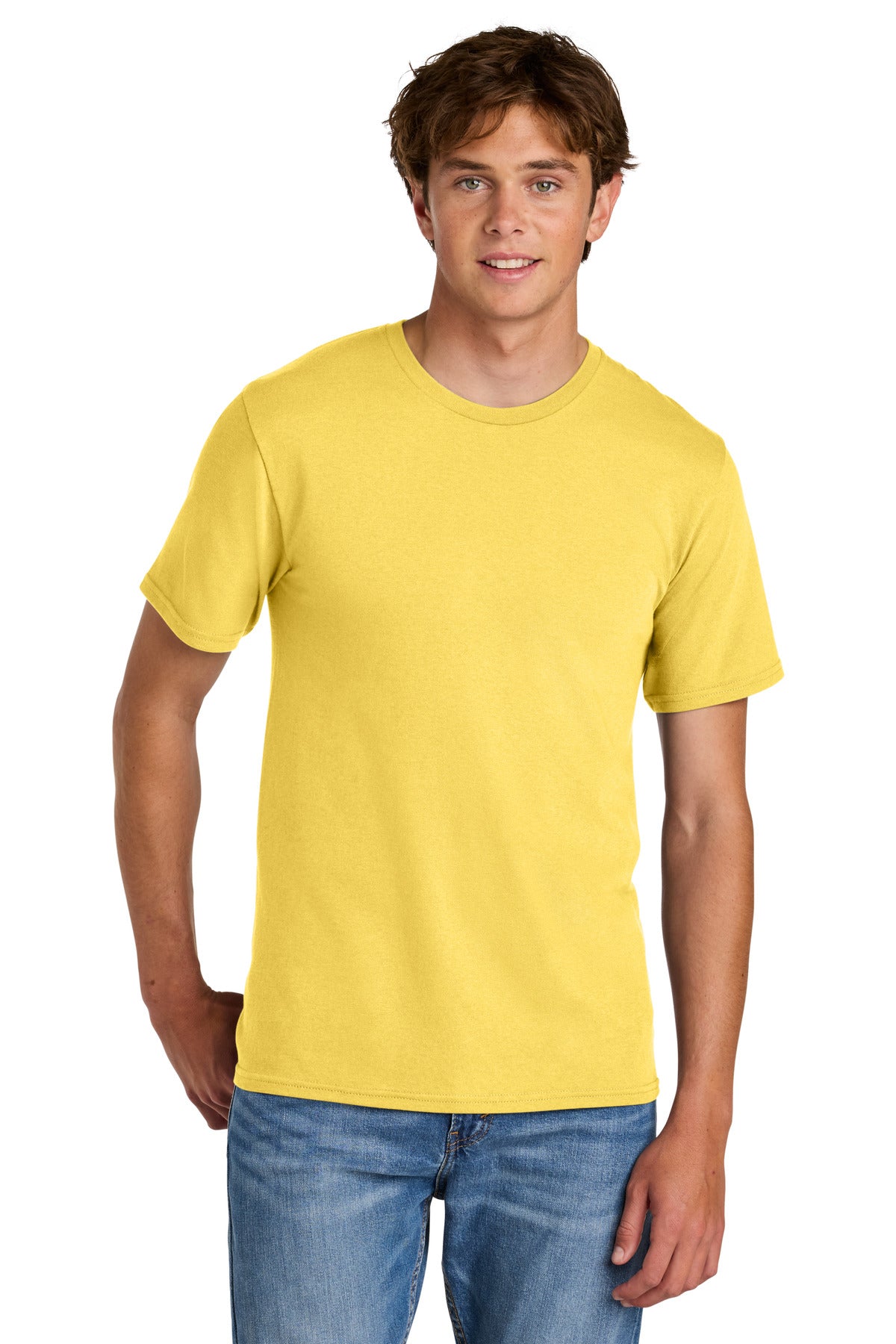 Custom Embroidered Port & Co T-Shirts  in Yellow