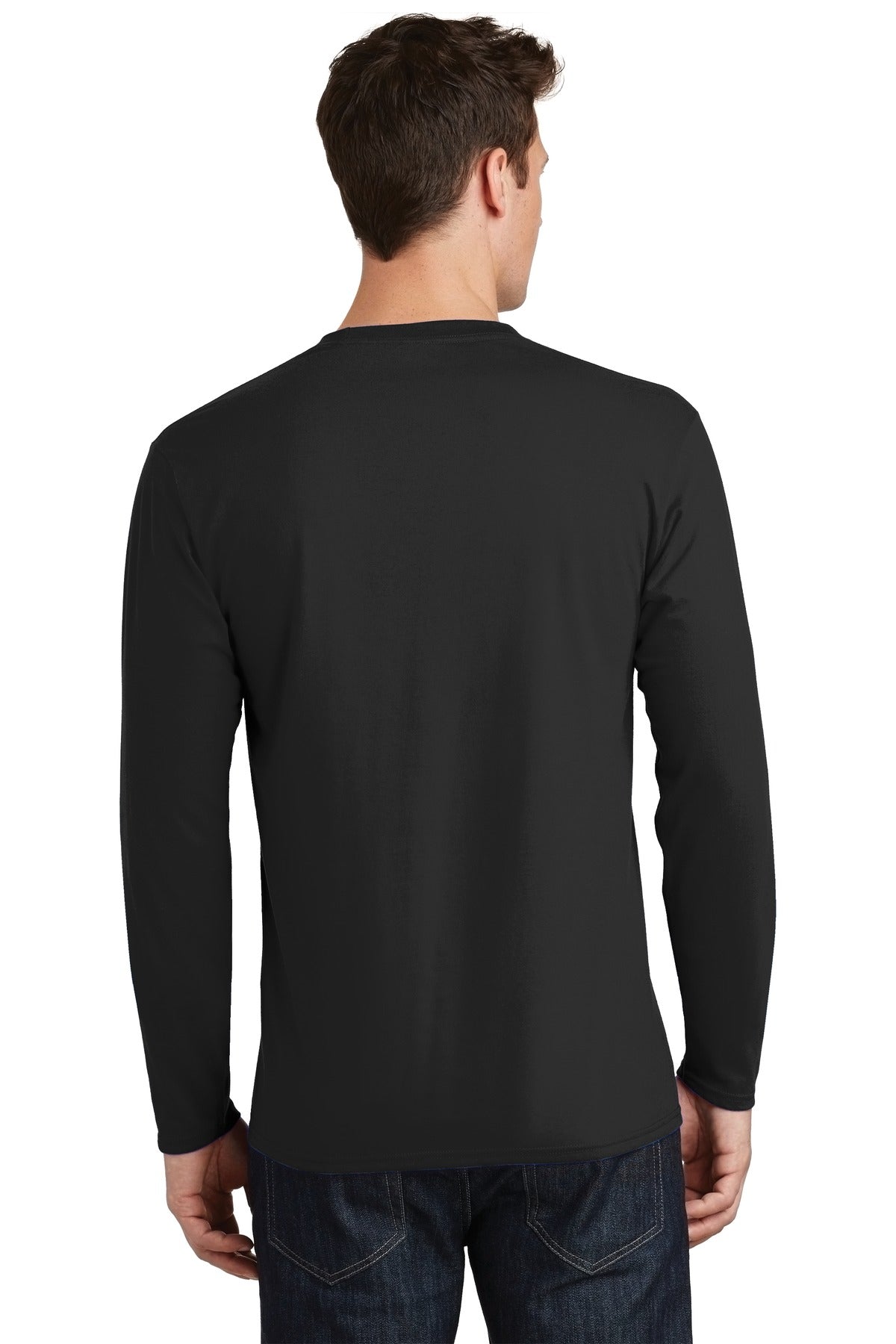 Custom Embroidered Port & Company Long Sleeve Fan Favorite Tee. PC450LS,Jet Black