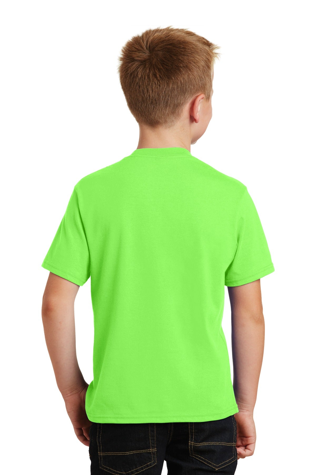 Custom Embroidered Port & Company Youth Fan Favorite Tee. PC450Y,Flash Green