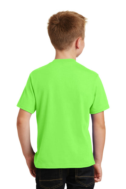 Custom Embroidered Port & Company Youth Fan Favorite Tee. PC450Y,Flash Green