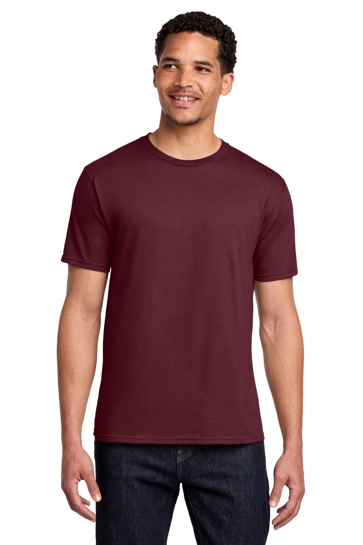 Custom Embroidered Port & Co T-Shirts  in Athletic Maroon