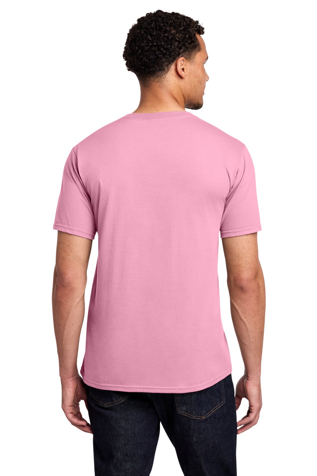 Custom Embroidered Port & Co T-Shirts  in Candy Pink