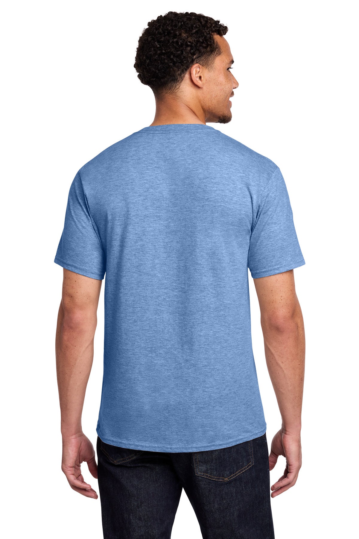 Custom Embroidered Port & Co T-Shirts  in Carolina Blue Heather