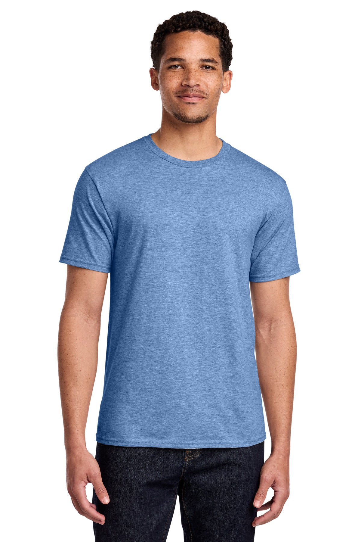Custom Embroidered Port & Co T-Shirts  in Carolina Blue Heather