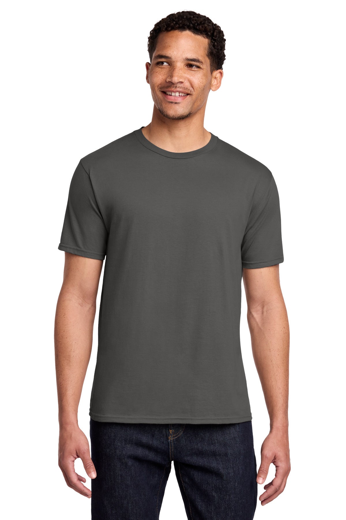Custom Embroidered Port & Co T-Shirts  in Charcoal