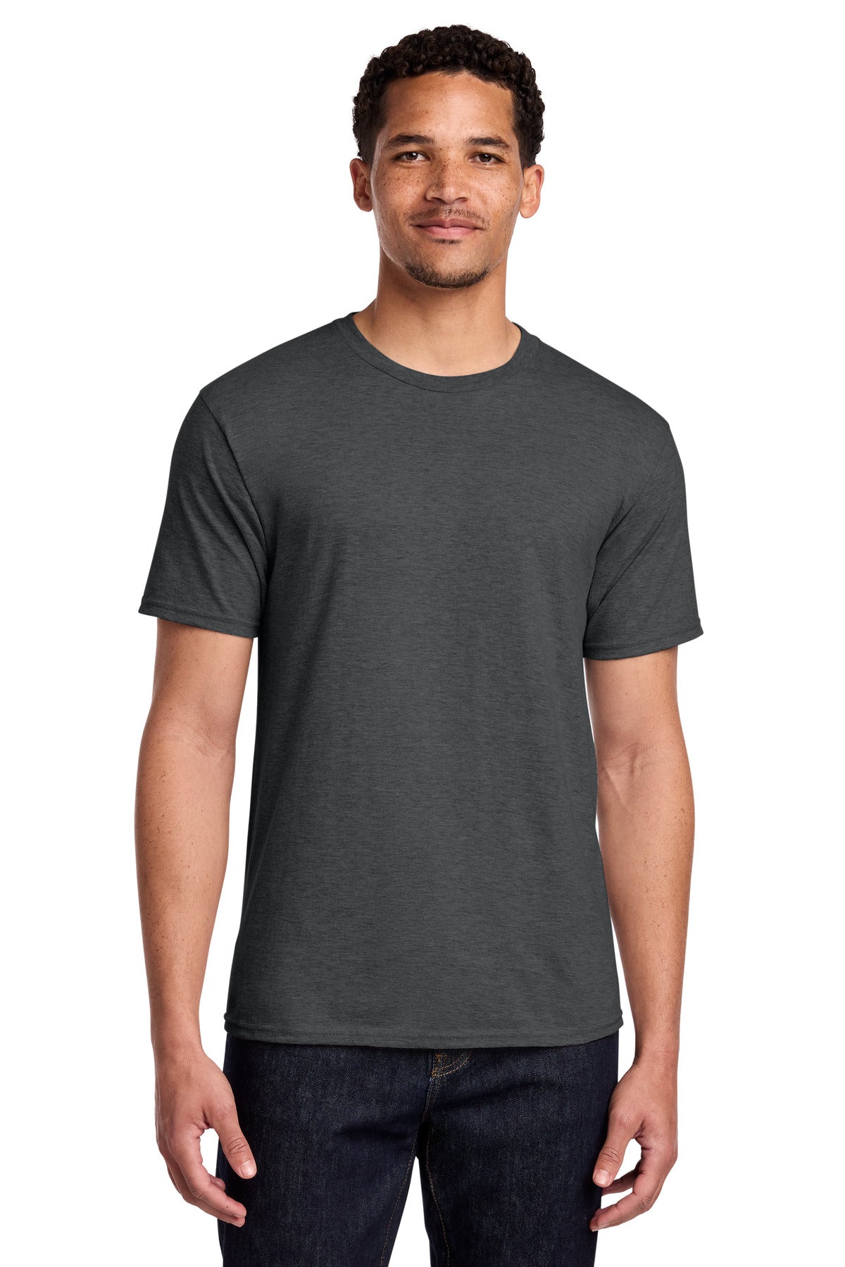 Custom Embroidered Port & Co T-Shirts  in Dark Heather Grey