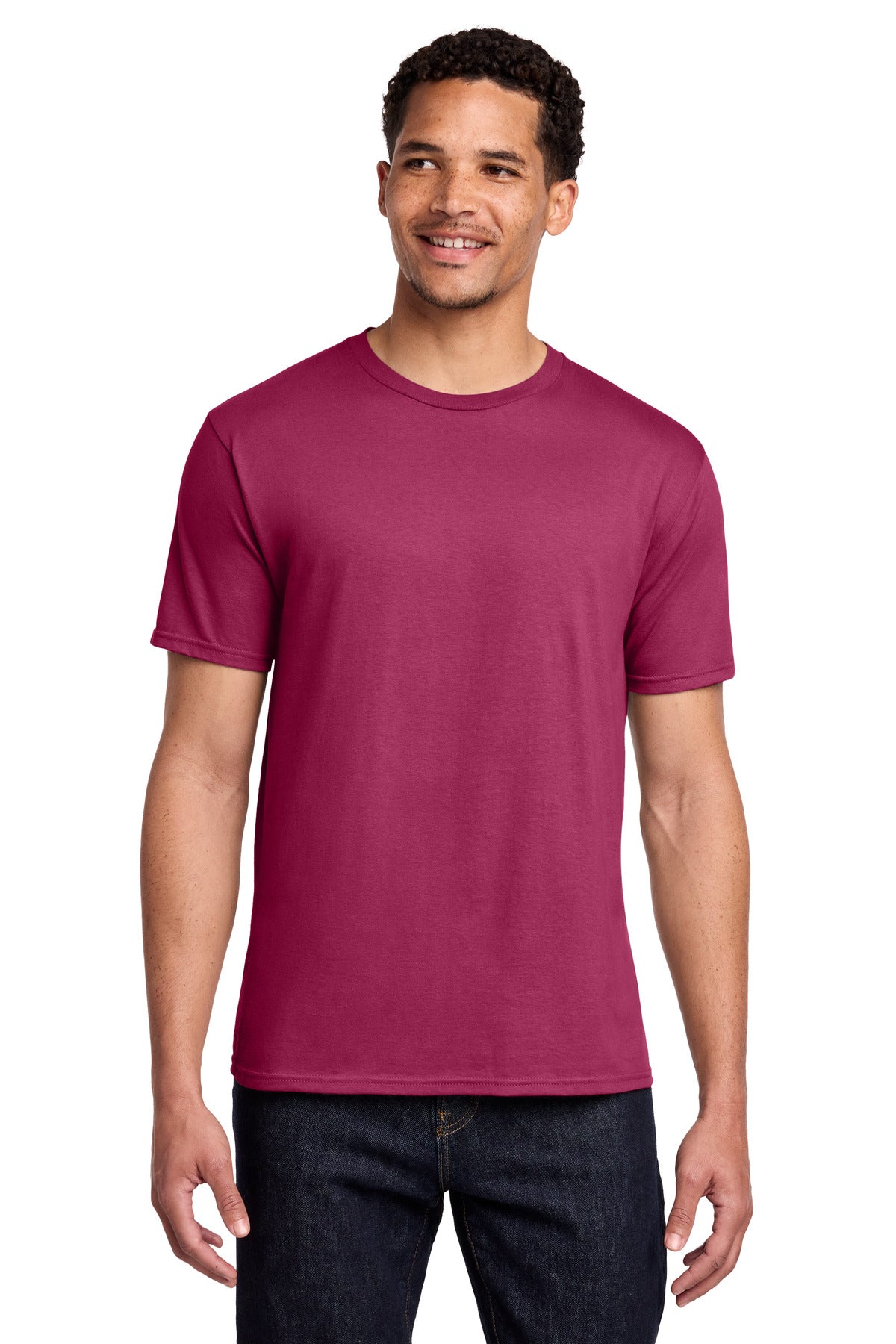 Custom Embroidered Port & Co T-Shirts  in Flush Pink