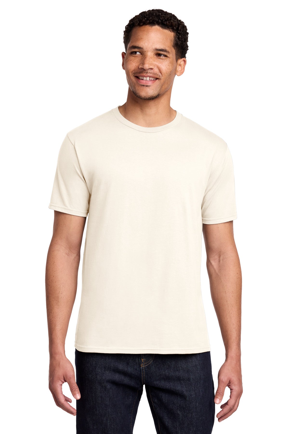 Custom Embroidered Port & Co T-Shirts  in Gardenia