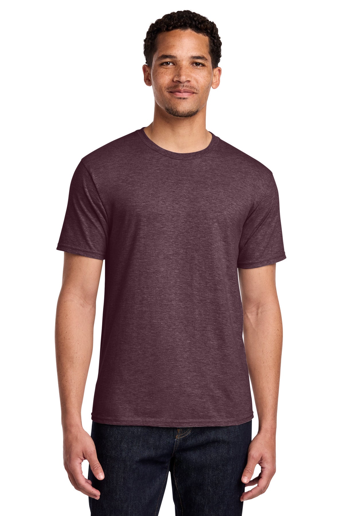 Custom Embroidered Port & Co T-Shirts  in Heather Athletic Maroon