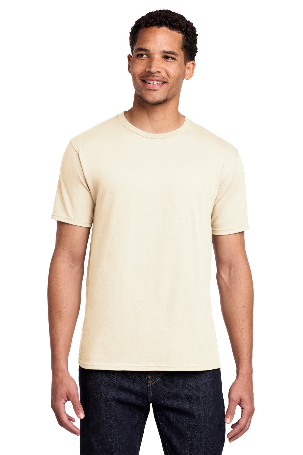 Custom Embroidered Port & Co T-Shirts  in Ivory